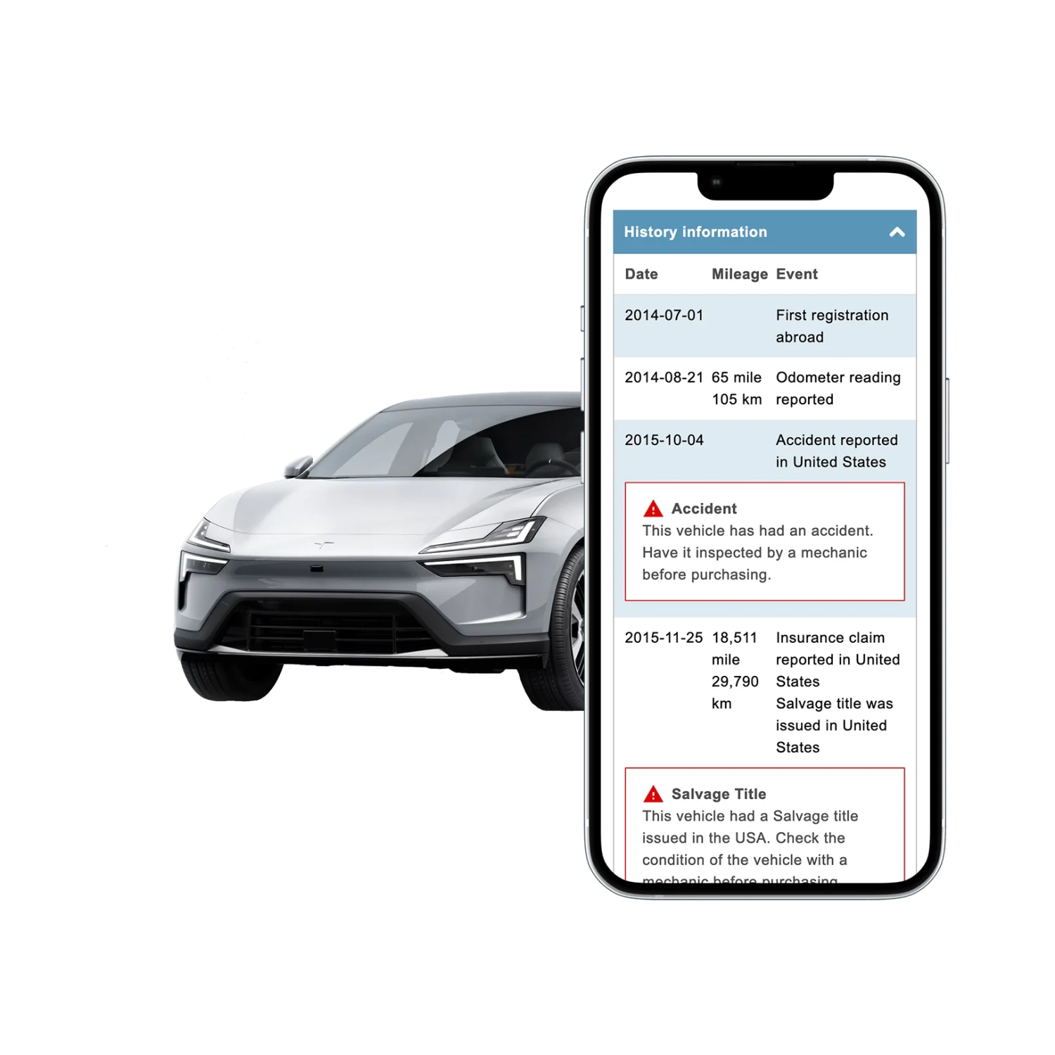 mobile app car history